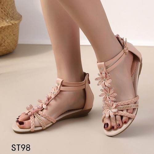 Damen sandalen glitzer blumen - sandalen,